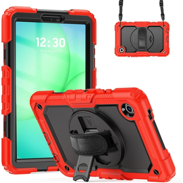 Funda para Samsung Galaxy Tab A11 de 8,7 pulgadas (2025) y Galaxy Tab A9 de 8,7 pulgadas (2023), resistente, a prueba de golpes, con soporte giratorio de 360° y correa de mano/bandolera