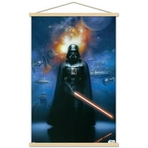 Star Wars: Saga - Vader in Space Wall Poster with Wooden Magnetic Frame, 22.375" x 34"