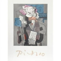 Pablo Picasso 2371 Personnage et Colombe- Lithograph on Paper 29 In. x 22 In. - Blue- Pink- Gray