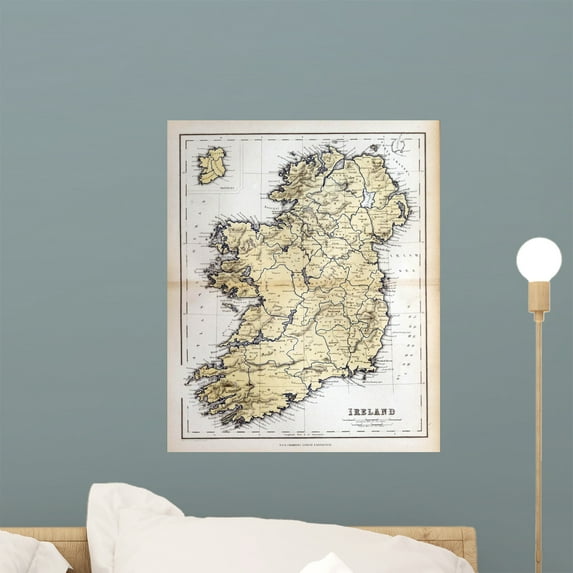 Old Map Ireland 1870 Wall Mural by Wallmonkeys Peel and Stick Graphic (18 in H x 15 in W) WM321575
