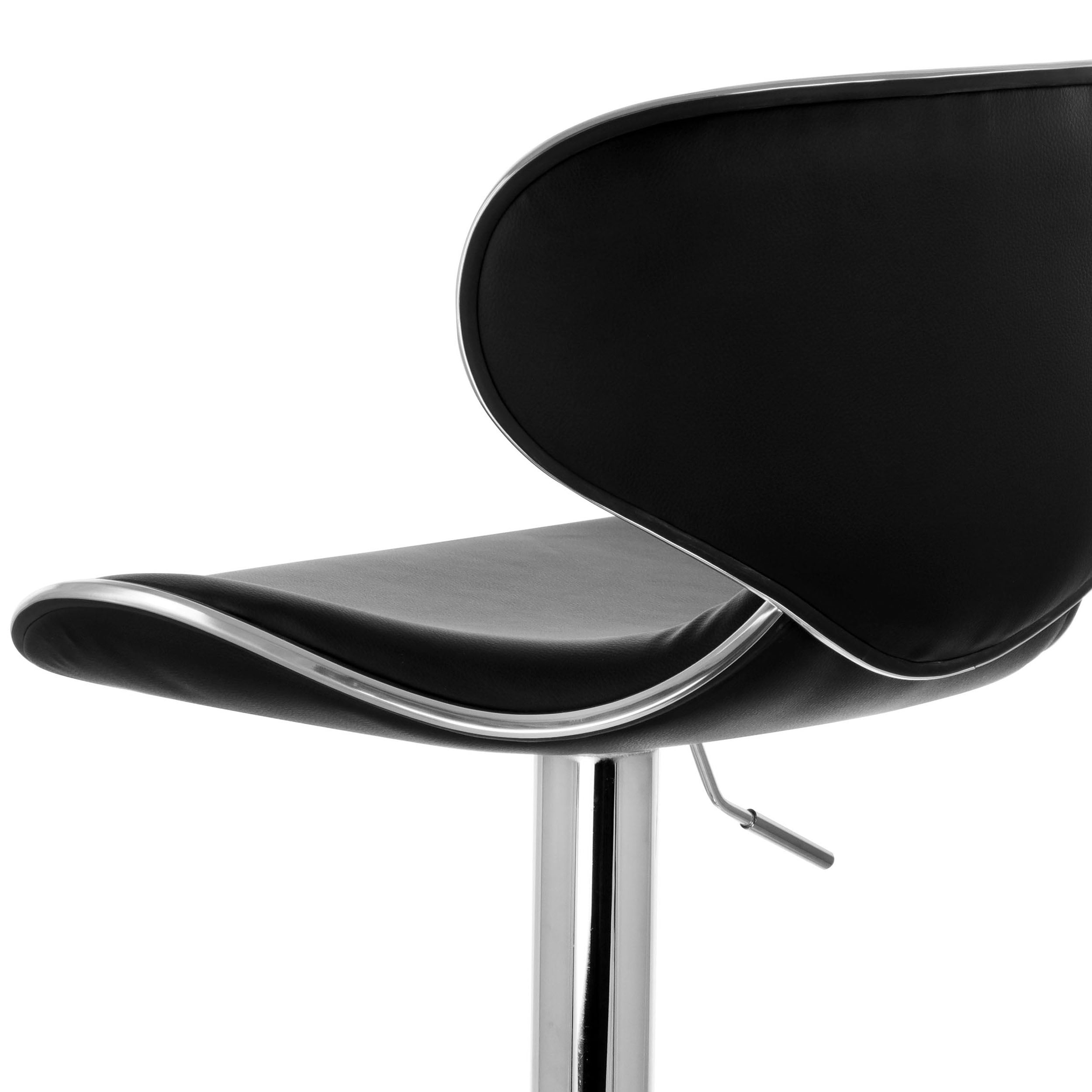 Elama Bar Stool with Adjustable Height & Swivel, Black and Chrome, Set of 2