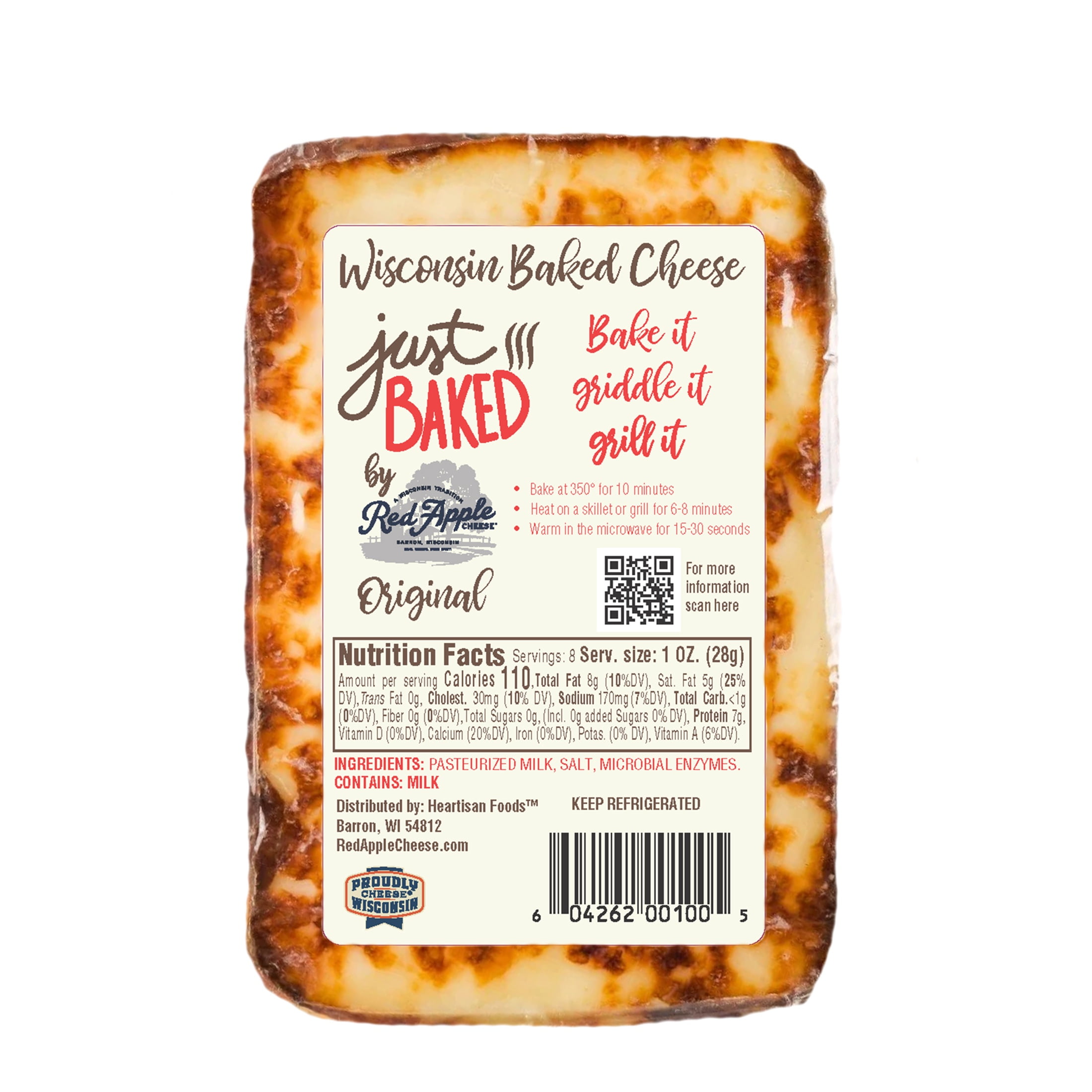 Red Apple Cheese Just Baked Original Cheese, 8oz, Block, Refrigerated