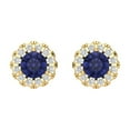 thumbnail image 3 of 0.8808 ct Screw-Back Stud Earrings for Women | 4.5mm Round Cut Simulated Tanzanite | 18K Yellow Gold, 3 of 5