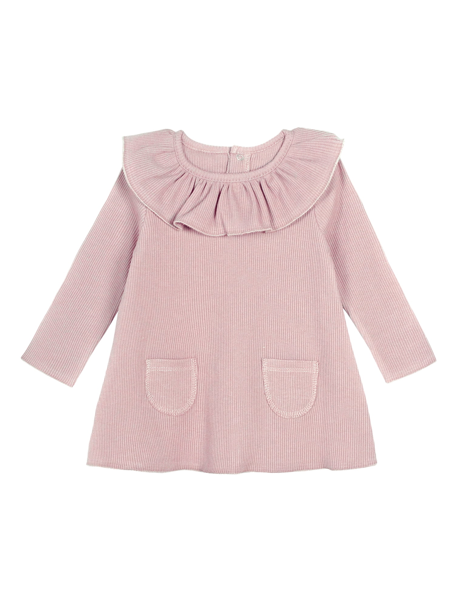 Modern Moments by Gerber Baby Girl Ribbed Long Sleeve Dress & Diaper Cover Outfit Set, 2 Piece, Sizes 0/3-24 Months