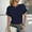 Dark Blue, variant on YHAJDS Women's Short Sleeve Tops Round Neck Lace Solid Color Summer Blouse
