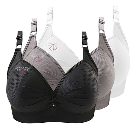 Bras for Women No Underwire Comfort Wireless Seamless Bra Ndbuld 3PC Woman s Printing Gathered Together Large Size Daily Bra Underwear No Rims Christmas Deals White XS