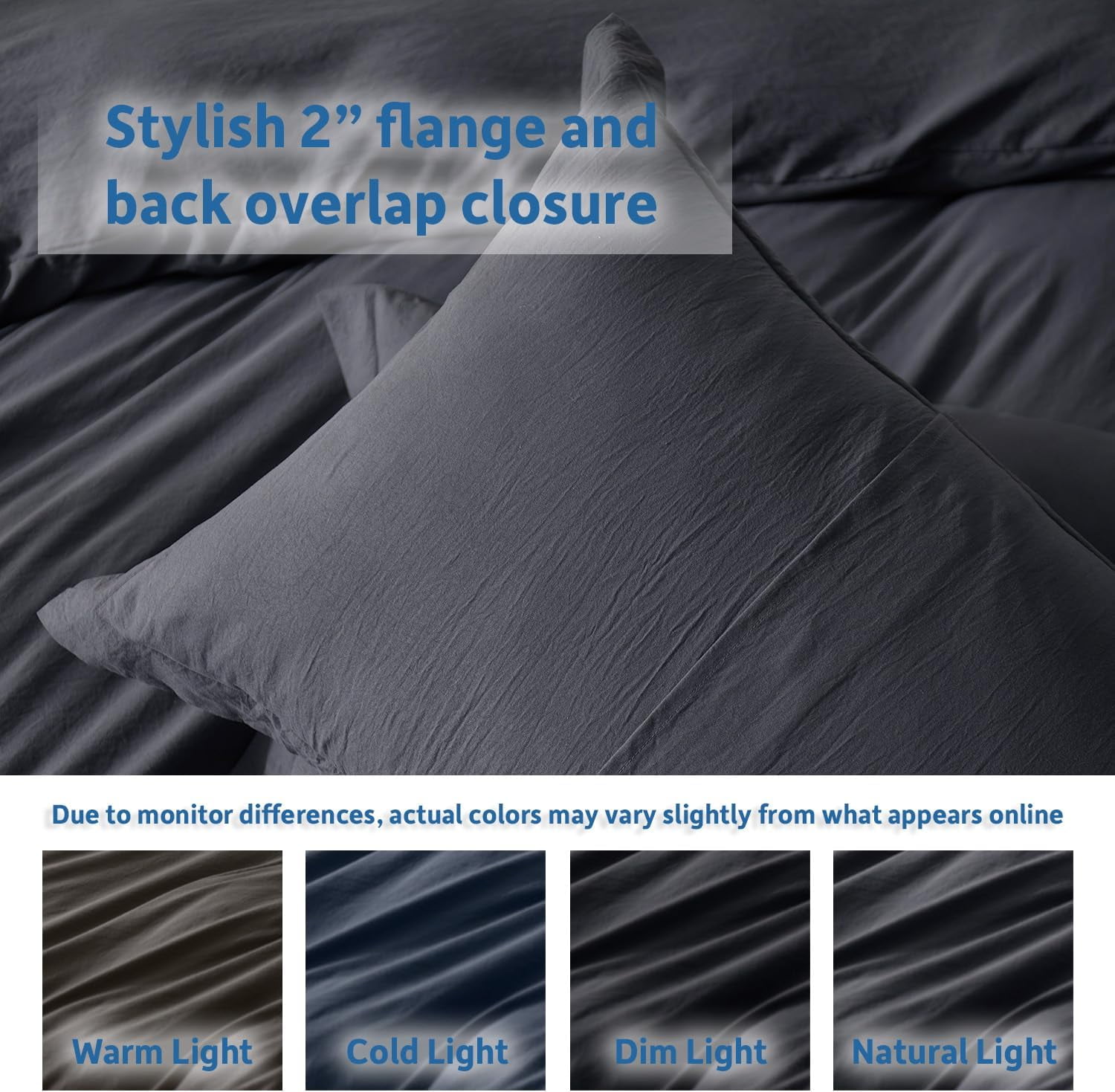LammaLoe Duvet Cover Queen Size, Soft Prewashed 3-Piece Duvet Cover Bedding Set with Pillow Shams, Dark Gray
