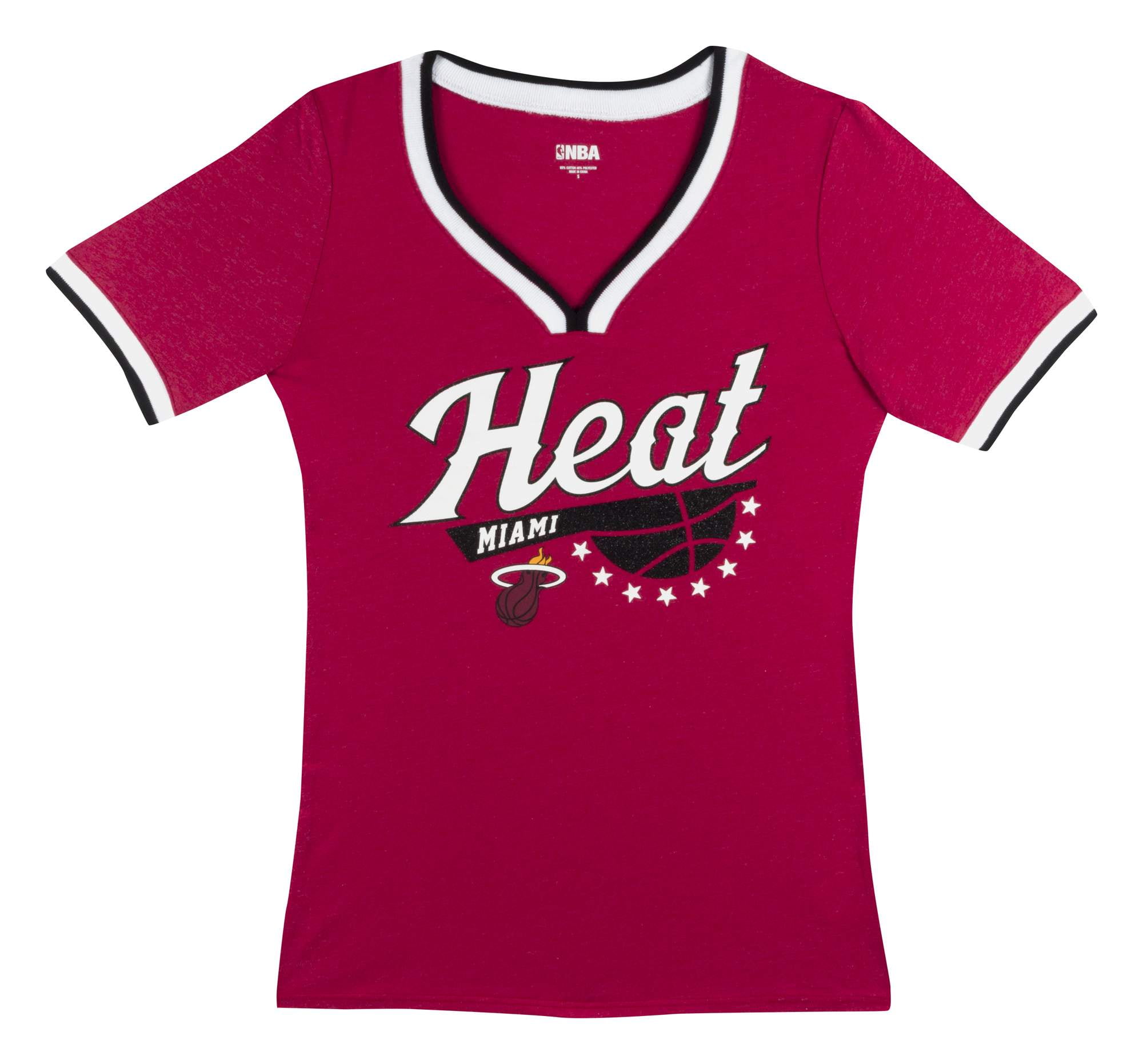 NBA Miami Heat Women's Vintage Solid Short Sleeve V-Neck T-Shirt