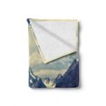 thumbnail image 2 of Mountain Soft Flannel Fleece Throw Blanket, Northern Norway Atlantic Coastline Fishing Harbor Snowy Nature, Cozy Plush for Indoor and Outdoor Use, 60" x 80", Almond Green Dark Blue, by Ambesonne, 2 of 6