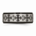 thumbnail image 3 of Stainless Steel Brushed/Polished Black IP Laser Etched Pattern Ring Size: 10; for Adults and Teens; for Women and Men, 3 of 6
