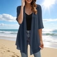 thumbnail image 2 of hoksml Women's Chiffon Open Front Cardigan, 3/4 Sleeve Sheer Lightweight Cover Up, Casual Flowy Layering Wrap, 2 of 9
