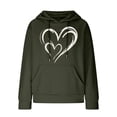 thumbnail image 3 of Graphic Hoodies for Women Fashion Waffle Heart Print Crewneck Sweatshirts Long Sleeve Fall Loose Casual Tops with Pocket(Army Green L), 3 of 4