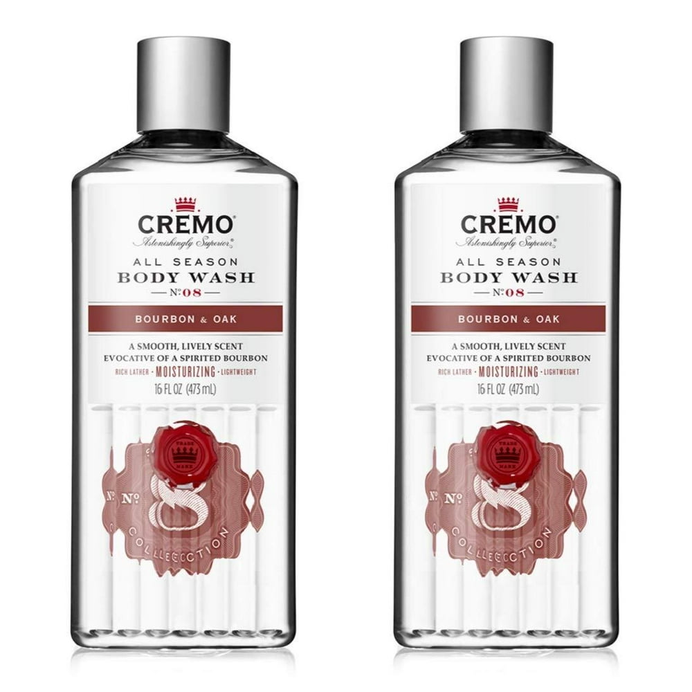 Cremo All Season Body Wash, Bourbon & Oak, 16 Fl. Oz, 2 Pack Masculine Scent With A