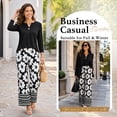 thumbnail image 4 of VDJ Womens 2 Piece Matching Set 3/4 Lengeh Sleeve Solid Top Printed Elastic Waist Wide Leg Pants Lounge Sets Outfits, 4 of 10