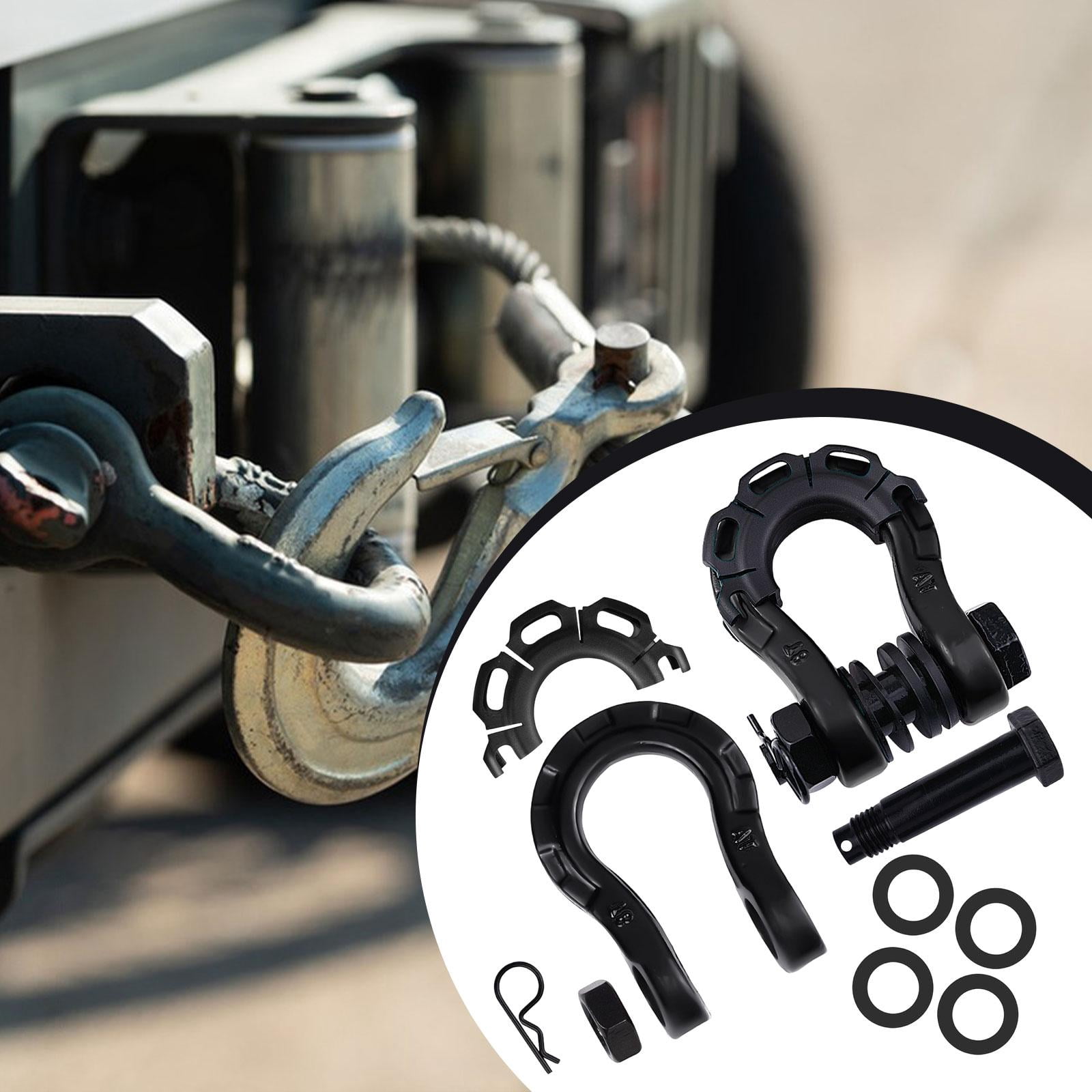 JISADER 2 Pieces D Ring Shackles Easy to Use Heavy Duty Off Roads Towing Accessories Black