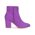 thumbnail image 3 of BLISSFUL STEP Women's Faux Suede Chunky Heel Round Toe Side Zip Ankle Boots Purple 8, 3 of 8