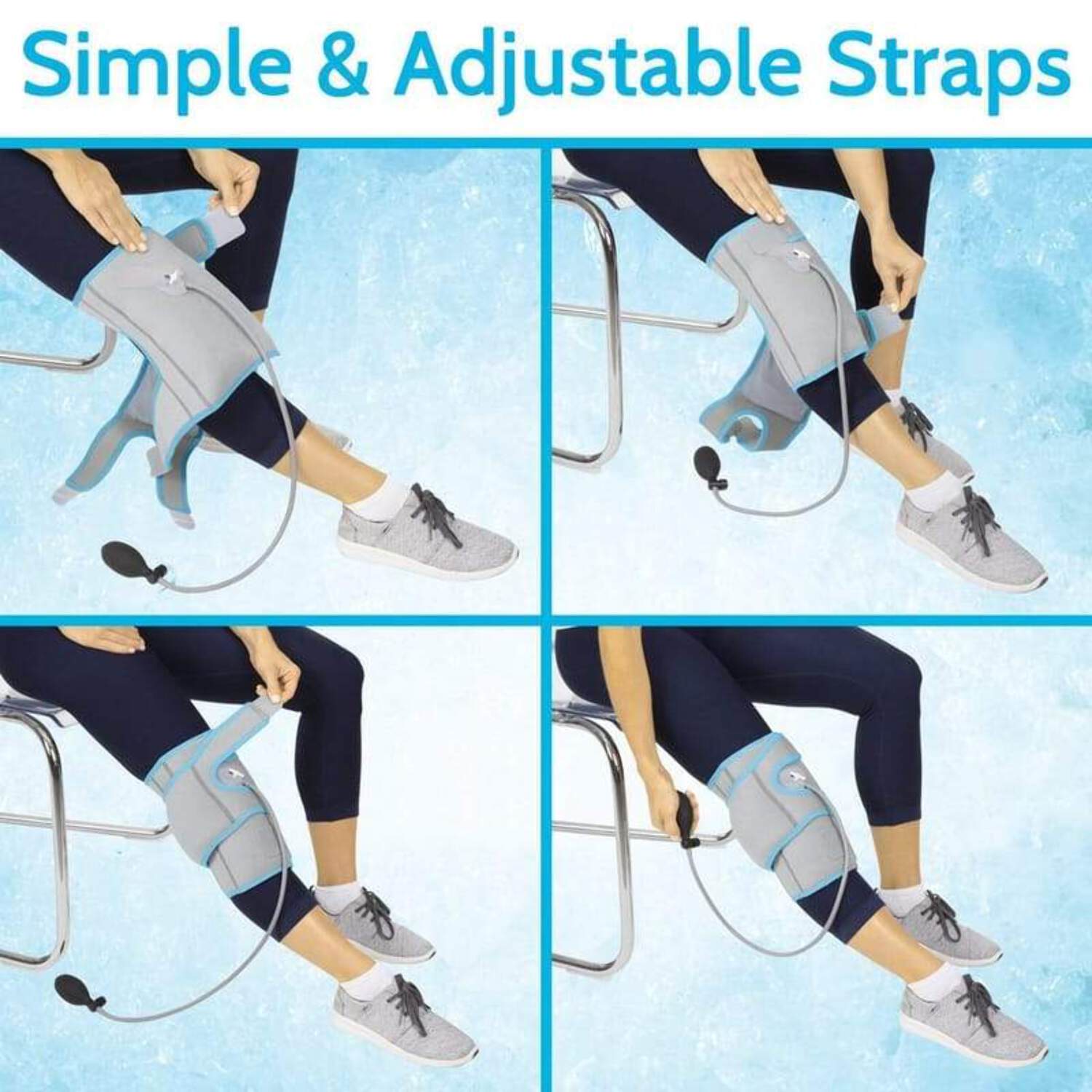 Vive Compression Knee Ice Wrap - Reusable Brace with Air Pump - Hot/Cold Therapy for Men, Women, Pain Relief, Swelling and Recovery Support - Adjustable and Inflatable Pack for Sports Injury Sprains