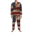 thumbnail image 3 of Fotbe American Flag1 Pijama de Hombre con Estampado de Manga Larga, Conjunto de 2 Piezas, Ropa de Dormir Suave y Cómoda con Bolsillos-Medium, 3 of 7