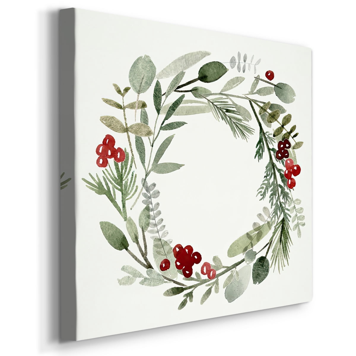Holly Wreath II- Gallery Wrapped Canvas