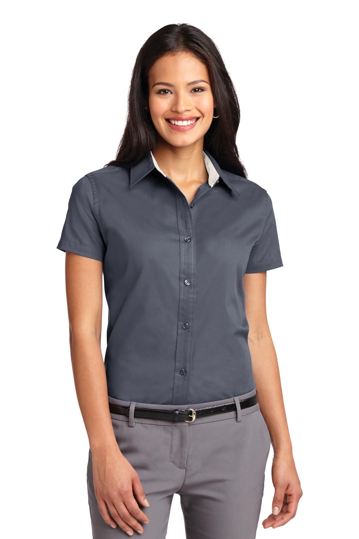 Port Authority Port Authority Women S Short Sleeve Open Collar Easy Care Shirt L508 Walmart Com Walmart Com