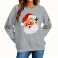 thumbnail image 4 of Women's Christmas Santa Print Sweatshirt, X-mas Party Holiday Crewneck Long Sleeve Fleece Lined Relaxed Tops, S-XXL, 4 of 7