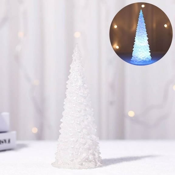 Color Changing Acrylic Christmas Tree LED Light Up Tabletop Holiday Decoration, Battery Operated Crystal Effect Christmas Decor, 8.3"H