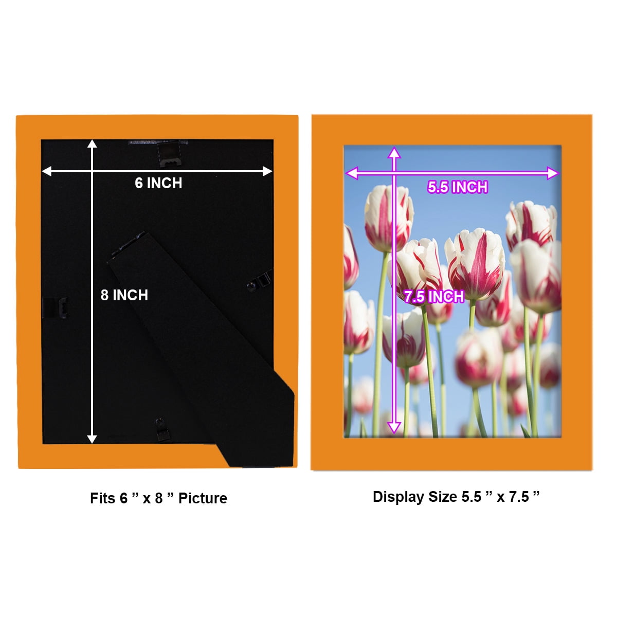 Modern 6 in. x 8 in. Orange Picture Frame (Set of 4)