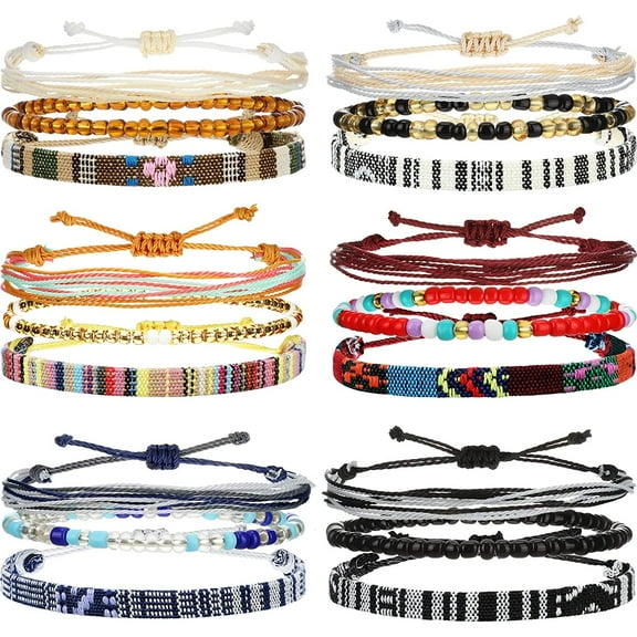 Oecoator Beaded anklet 18pcs Bohemian Style Woven Hand Bracelet Decor Delicate Braided Ankle Charm Colorful Foot Chain Decoration