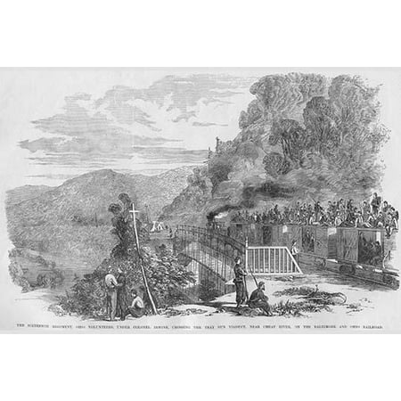 - Ohio Volunteers cross the Tray Run Viaduct By B&O Railway Poster Print by Frank Leslie
