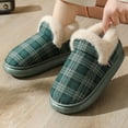 thumbnail image 2 of Slipper Boots for Women Casual Plaid Plush Platform House Shoes Comfortable Memory Foam Soft Sole Home Booties Green Size 5.5, 2 of 6