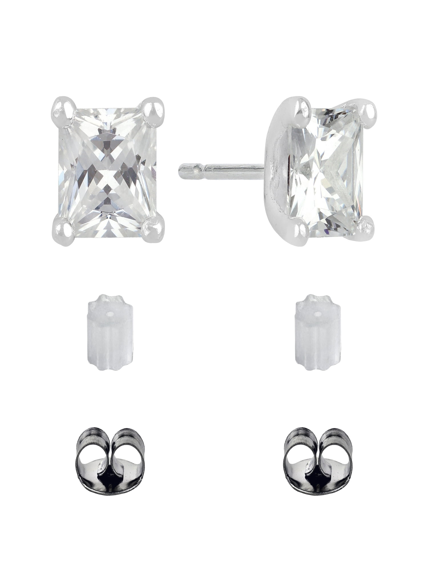 Brilliance Fine Jewelry Women's Simulated Diamond Stud Earrings in Sterling Silver