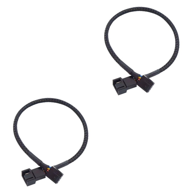 Methold Reemplazo del Cable de extensión del ventilador de la caja de la computadora Conector de 4 pines trenzado a Cable de alimentación 42cm 2piezas