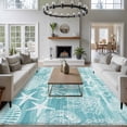 thumbnail image 3 of Turquoise Coastal Area Rugs 8'x10', Washable Small Throw Rugs for Living Room Patio, Nautical Coral Starfish Shell Octopus Sea Indoor Outdoor Rug Non-Slip Low Pile Carpet Runner Reversible Floor Mats, 3 of 8
