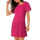 thumbnail image 2 of Balery Rose Red Glitter Camisón de manga corta con cuello redondo para mujer, cómodo y elegante., 2 of 6