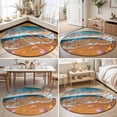 thumbnail image 4 of Round Area Rugs 4Ft, Coastal Beach Non-Slip Washable Circle Rugs Carpet, Summer Ocean Sea Waves Starfish Blue Beige Indoor Outdoor Rug Floor Mats Throw Runner for Bedroom Living Room Bathroom, 4 of 8