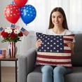 thumbnail image 5 of 2 Pack Outdoor Waterproof Throw Pillows,Vintage Patriotic American Flag Decorative Square Pillow Case Patio Pillows for Chair Couch Sofa 16x16in, 5 of 9