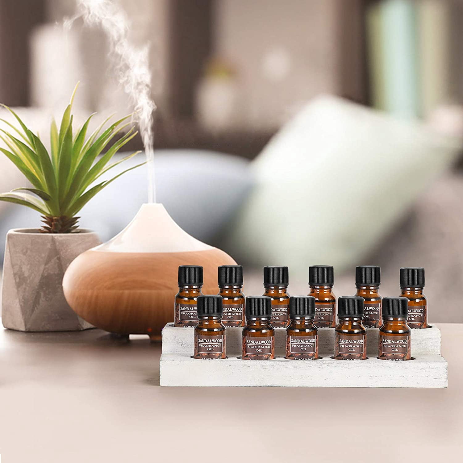 Oumilen 2pieces 2-Tier Wooden Essential Oils Display Holder, White