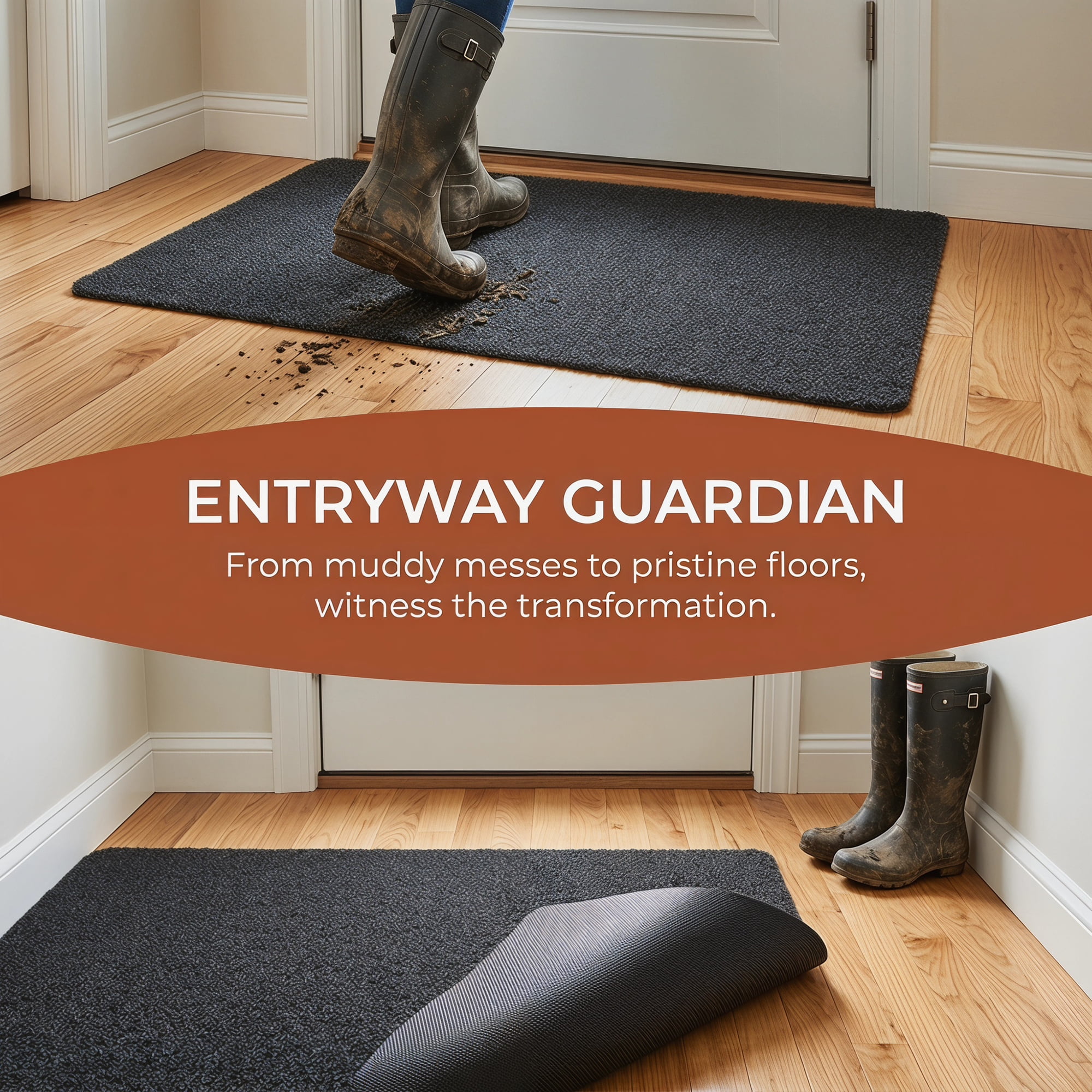 Unique Bargains Waterproof Polypropylene Non Slip Scraper Welcome Mat Grey 34" x 22"