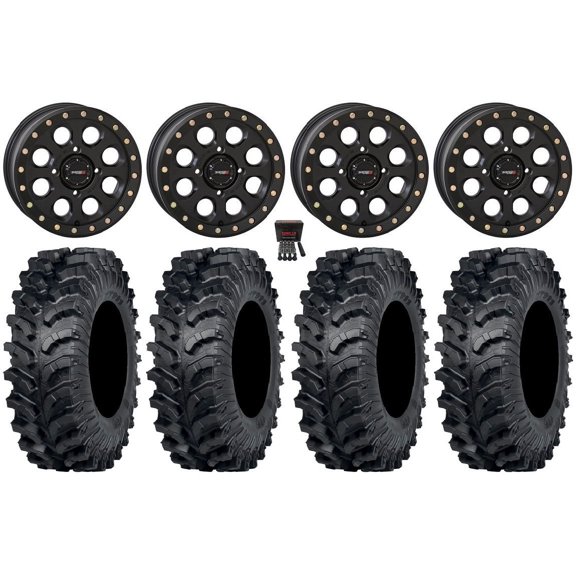 System 3 SB-7 15" Wheels Black (4 3) 30" MT911 Tires Kawasaki Teryx Mule