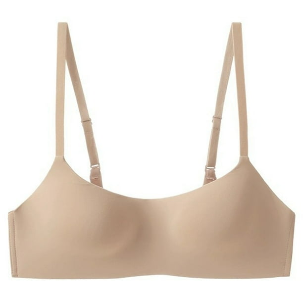Brasier Tela de Mantequilla Tipo de Ropa Interior sin Costuras para Mujer, Sujetador Push up Fino de Media Copa, con Aros Brillantes y Tubo. Grande