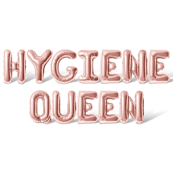 Letter Balloons - HYGIENE QUEEN 16" Inch Alphabet Letters Foil Mylar Balloon Dental Hygienist School Graduation Party Banner (Rose Gold)