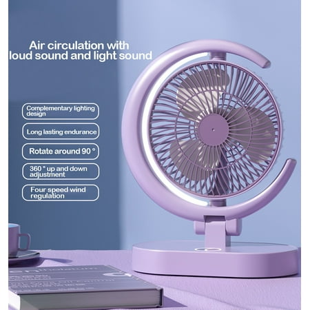

Walmart Deals Fans Table Fan Silent Simple USB Desk Fan Portable ABS Rechargeable With Light For Bedroom by Hilehuti