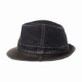 thumbnail image 2 of withmoons denim fedora hat plain stitch washed short brim dw6646 (darkblue, m), 2 of 4