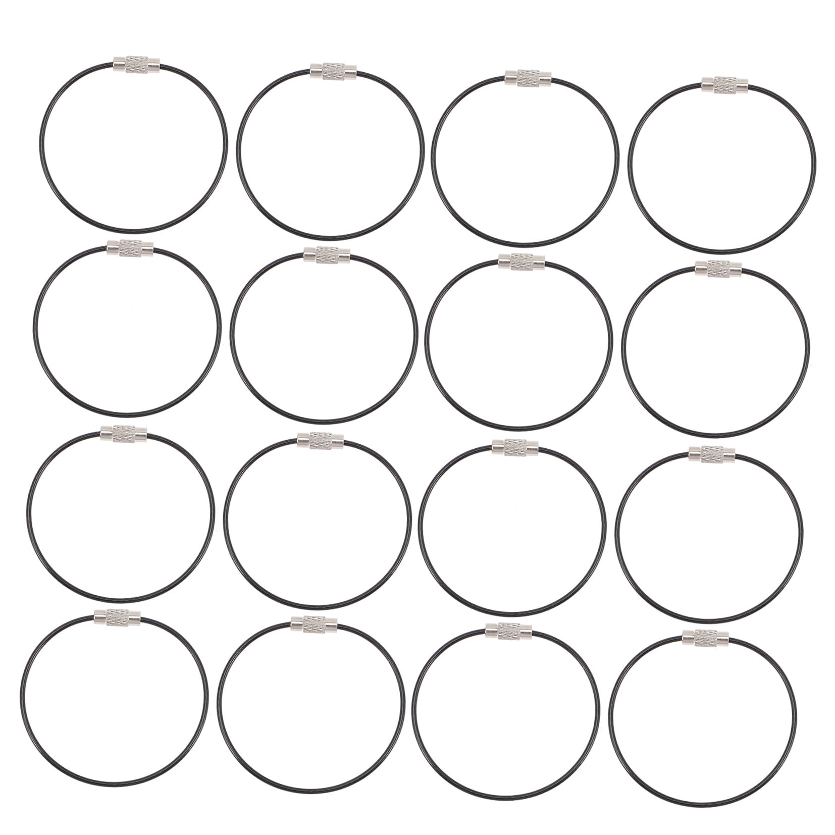 100 Pcs Luggage Binder Rings Tag Strap Bracelet Keychain for Car Keys Black