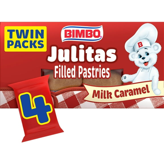 Bimbo Julitas Milk Caramel Filled Pastries, 4 twin packs, Sweet Empanadas, 11.28 oz Multipack
