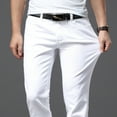 thumbnail image 2 of Jeans Blancs pour Hommes Mode Décontractée Style Classique Coupe Ajustée Pantalon Doux Marque Masculine Avancé, 2 of 6