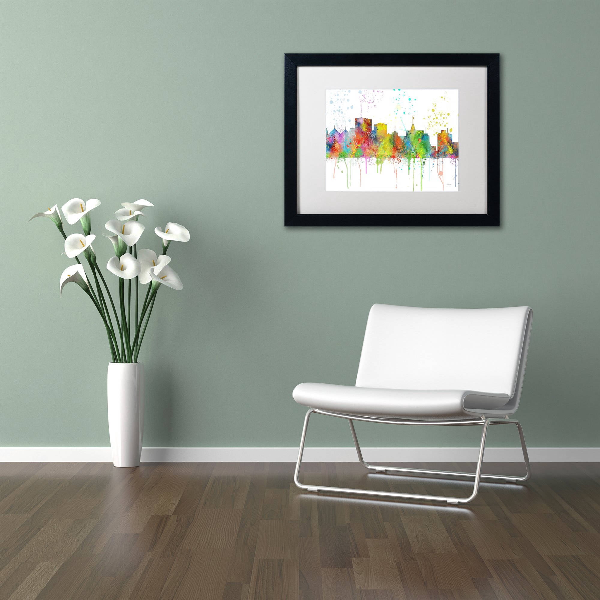 Trademark Fine Art "Oakland California Skyline Mclr-1" Canvas Art by Marlene Watson, White Matte, Black Frame