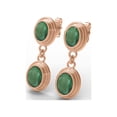 thumbnail image 2 of 8X6MM Oval Emerald 925 Sterling Silver Rose Vermeil Dual Stone Drop Dangle Women Earrings, 2 of 4