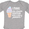 thumbnail image 4 of Inktastic I Make Ice Cream Disappear What's Your Power Boys or Girls Long Sleeve Baby Bodysuit, 4 of 5