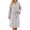 Gray, variant on Womens Embroidered Fleece Robe Shawl Collar Ribbed Mid Length Bathrobe with Pockets